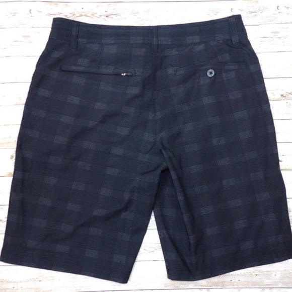 HANG Ten Hybrid Style Shorts Walking Board Shorts Gray Black Plaid - Picture 5 of 7